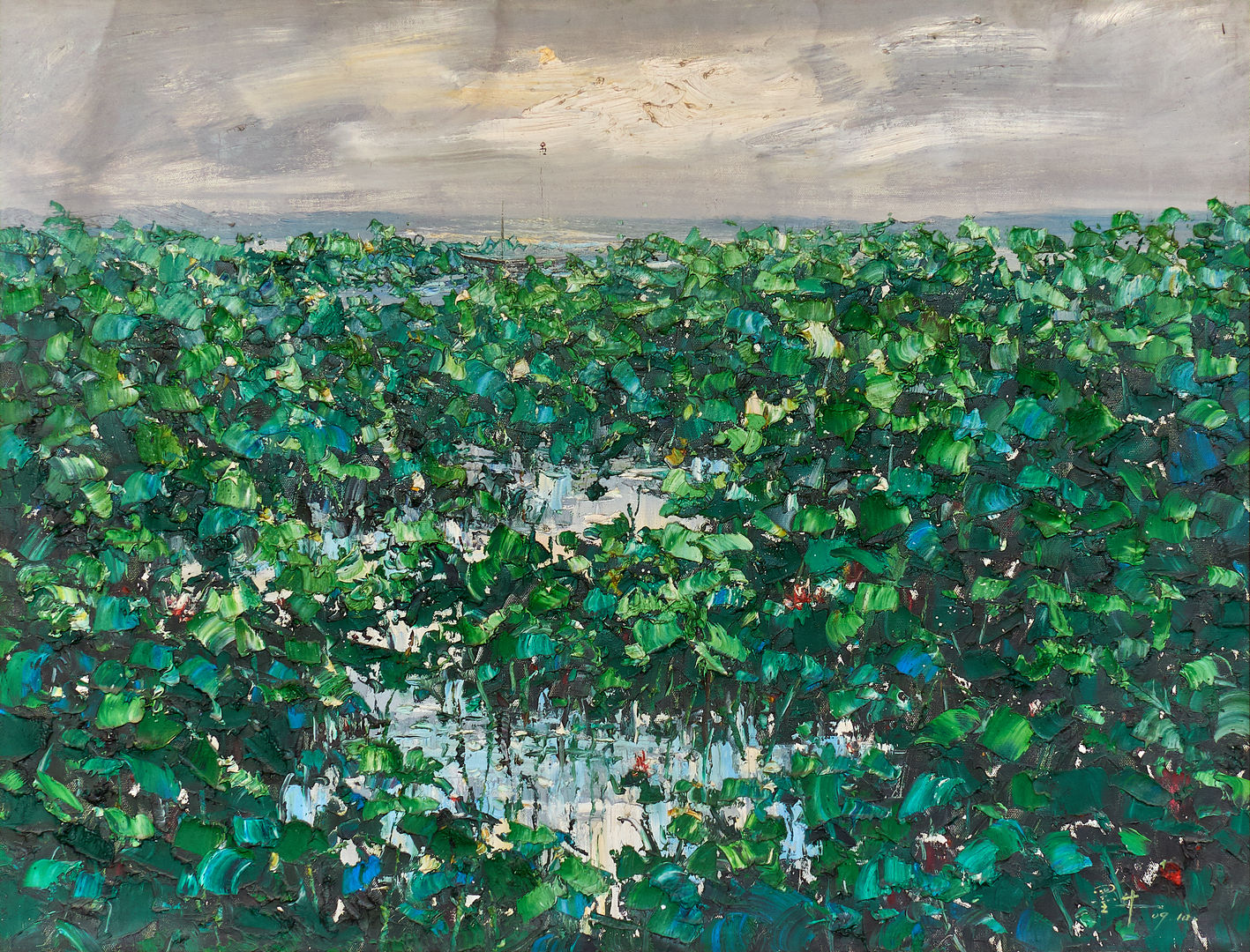 《荷塘印象》90x120cm 布面油画 2009年